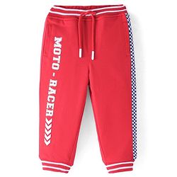 Babyhug Terry Knit Full Length Track Pant Text Print - Red
