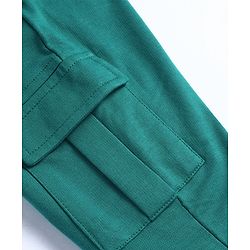 Babyhug Terry Knit Full Length Text Printed Lounge Pant - Teal Blue