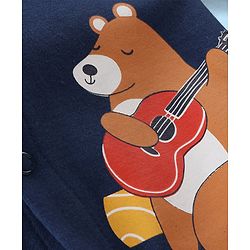 Babyhug 100% Cotton Knit Full Sleeves Romper with Bear Print Pack of 2- Navy & White