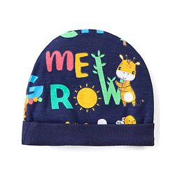 Babyhug 100% Cotton Knit Full Sleeves Onesies with Leggings  & Cap Mitten Booties Lion & Giraffe Print - Blue