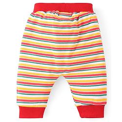 Babyhug Knit Full Length Santa Claus & Striped Diaper Pants Pack Of 3 - Multicolour