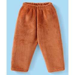 Babyhug Velour Knit Full Raglan Sleeves Winter Wear Night Suit with Teddy Embroidery -  Light Brown & Off White