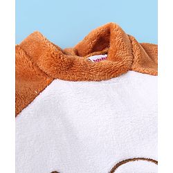 Babyhug Velour Knit Full Raglan Sleeves Winter Wear Night Suit with Teddy Embroidery -  Light Brown & Off White