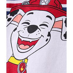 Babyhug Cotton Knit Full Sleeves Night Suit with Paw Patrol & Stripes Print - White