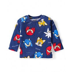 Babyhug Cotton Knit Full Sleeves Night Suit with  Sonic Print - Navy Blue