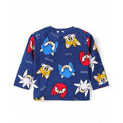 Babyhug Cotton Knit Full Sleeves Night Suit with  Sonic Print - Navy Blue
