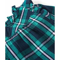 Babyhug Fancy Checks  Full Sleeves  Top with Frill Detailing - Green