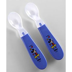 Babyhug Disney Mickey Mouse Silicone Spoons Pack of 2 - Navy Blue