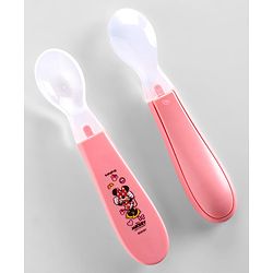 Babyhug Disney Mickey Mouse Silicone Spoons Pack of 2 - Pink