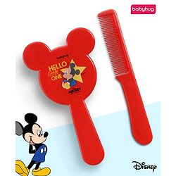 Babyhug Disney Mickey Mouse Easy Grip Hair Brush & Comb - Red