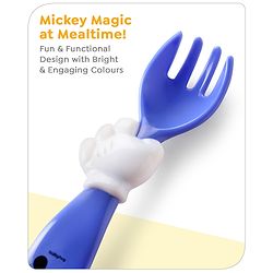Babyhug Disney Mickey Mouse Printed Fork & Spoon - Blue