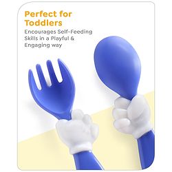 Babyhug Disney Mickey Mouse Printed Fork & Spoon - Blue