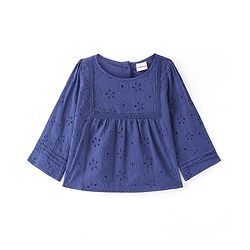 Babyhug Full Sleeves Schifli Top - Navy Blue