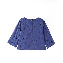 Babyhug Full Sleeves Schifli Top - Navy Blue