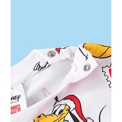 Babyhug Disney Cotton Knit Full Sleeves T-Shirt & Lounge Pants Set With Mickey Mouse Graphics - Red & White