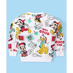 Babyhug Disney Cotton Knit Full Sleeves T-Shirt & Lounge Pants Set With Mickey Mouse Graphics - Red & White