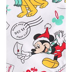 Babyhug Disney Cotton Knit Full Sleeves T-Shirt & Lounge Pants Set With Mickey Mouse Graphics - Red & White