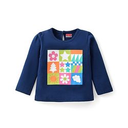Babyhug Cotton Knit Full Sleeves T-Shirt with Floral & Polka Dots Print Pack of 3 - Navy Blue  Pink & Orange
