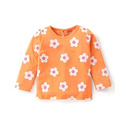 Babyhug Cotton Knit Full Sleeves T-Shirt with Floral & Polka Dots Print Pack of 3 - Navy Blue  Pink & Orange