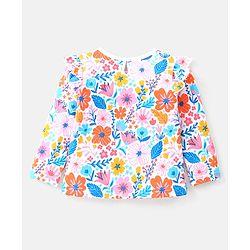 Babyhug Cotton Knit Full Sleeves Top with Floral & Polka Dots Print Pack of 3 - Pink Blue & Dark Pink