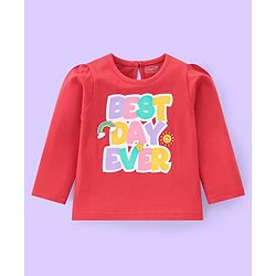 Babyhug Cotton Knit Full Sleeves Tops with Star & Text Print Pack of 3 - Navy Yellow & Red