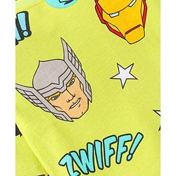 Babyhug Marvel Single Jersey Knit Full Sleeves Night Suit With Avengers Graphics - Limegreen