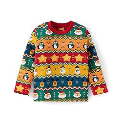 Babyhug Cotton Knit Full Sleeves Night Suit with Christmas Print - Multicolour