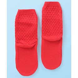 Cute Walk by Babyhug Anti-Bacterial Ankle Length Solid Color Socks Pack of 3 - Red White & Black