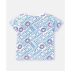 Babyhug Marvel Single Jersey Knit Half Sleeves T-Shirt & Dungaree with Text & Avenger Graphics - Blue