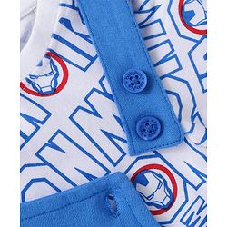 Babyhug Marvel Single Jersey Knit Half Sleeves T-Shirt & Dungaree with Text & Avenger Graphics - Blue