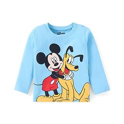Babyhug Disney Single Jersey Knit Full Sleeves Night Suit With Mickey Mouse Graphics - Light Blue