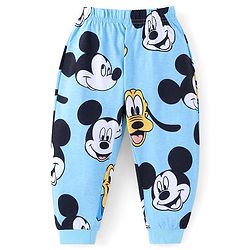 Babyhug Disney Single Jersey Knit Full Sleeves Night Suit With Mickey Mouse Graphics - Light Blue