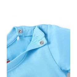 Babyhug Disney Single Jersey Knit Full Sleeves Night Suit With Mickey Mouse Graphics - Light Blue