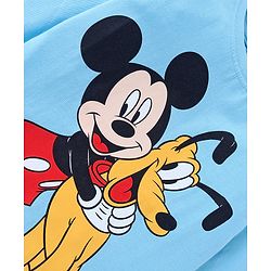 Babyhug Disney Single Jersey Knit Full Sleeves Night Suit With Mickey Mouse Graphics - Light Blue