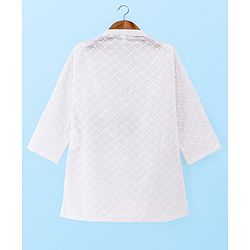Babyhug Cotton Woven Full Sleeves Schiffli Kurta Pyjama Set - White