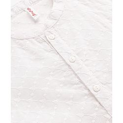 Babyhug Cotton Woven Full Sleeves Schiffli Kurta Pyjama Set - White
