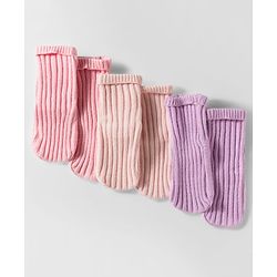 Cute Walk by Babyhug Nylon Viscose Ankle Length Woolen Socks Solid Color Pack of 3 - Multicolor