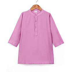 Babyhug Woven Full Sleeves Solid Kurta Pyjama Set With Sequins Embroidered Jacket - Mauve