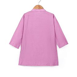 Babyhug Woven Full Sleeves Solid Kurta Pyjama Set With Sequins Embroidered Jacket - Mauve