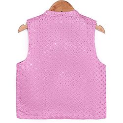 Babyhug Woven Full Sleeves Solid Kurta Pyjama Set With Sequins Embroidered Jacket - Mauve