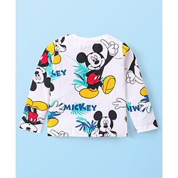 Babyhug Disney Single Jersey Knit Full Sleeves Night Suits With Mickey Mouse Graphics - White