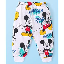 Babyhug Disney Single Jersey Knit Full Sleeves Night Suits With Mickey Mouse Graphics - White