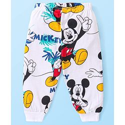 Babyhug Disney Single Jersey Knit Full Sleeves Night Suits With Mickey Mouse Graphics - White