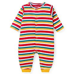 Babyhug 100% Cotton Knit Full Sleeves Striped & Bear Printed Front Open  Rompers Pack of 2 - Yellow & Red