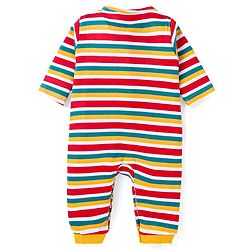 Babyhug 100% Cotton Knit Full Sleeves Striped & Bear Printed Front Open  Rompers Pack of 2 - Yellow & Red