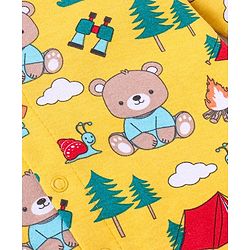 Babyhug 100% Cotton Knit Full Sleeves Striped & Bear Printed Front Open  Rompers Pack of 2 - Yellow & Red