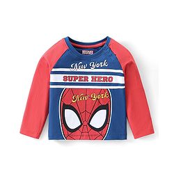 Babyhug Marvel Cotton Knit Raglan Sleeves Night Suit With Spider Man Graphics - Red & Blue