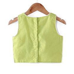 Babyhug Woven  Sleeveless Net Embroidered Choli Lehenga & Dupatta Set - Lime Green