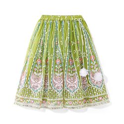 Babyhug Woven  Sleeveless Net Embroidered Choli Lehenga & Dupatta Set - Lime Green