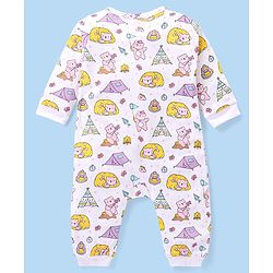 Babyhug 100% Cotton Knit Full Sleeves Rompers with Polka Dots & Bear Print Pack of 2 - Pink & White